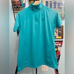 Ariat Tek Heat Series Shirt Women's Size Medium Blue Base Layer 1/4 Zip Tee